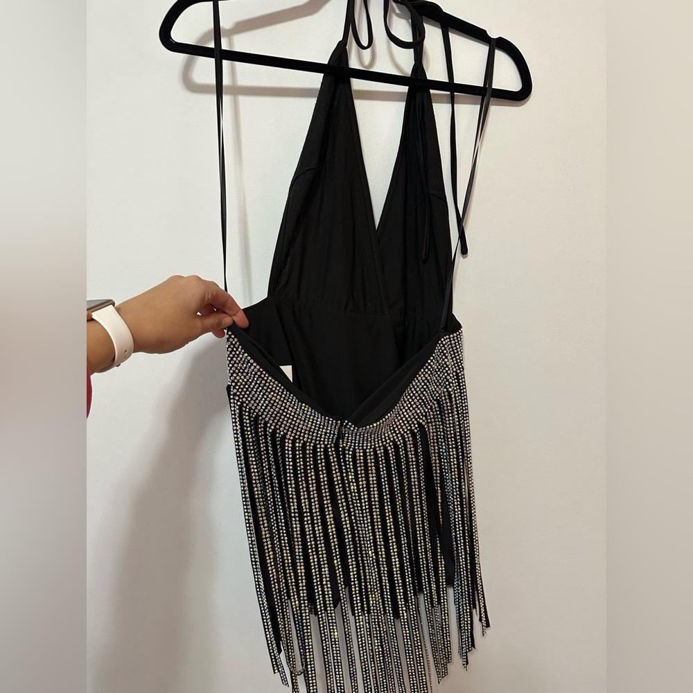 Rhinestone backless romper. - Picture 2 of 4